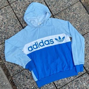 VINTAGE BLUE ADIDAS COLOR BLOCK HOODIE